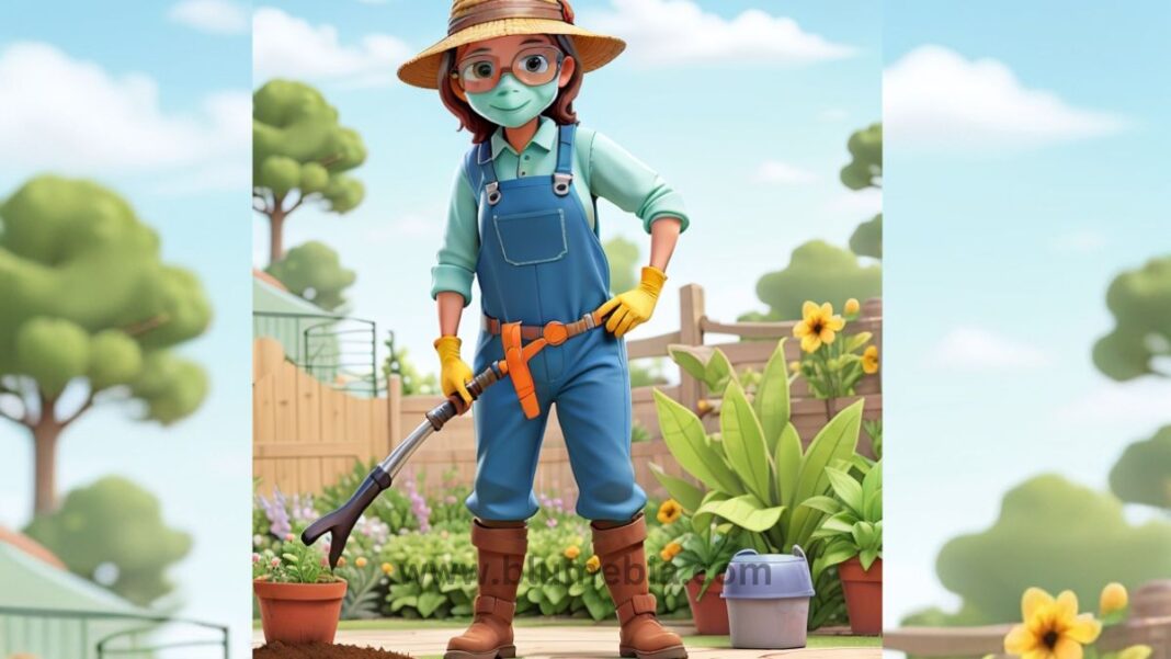 Gardener wearing essential gardening protective gear