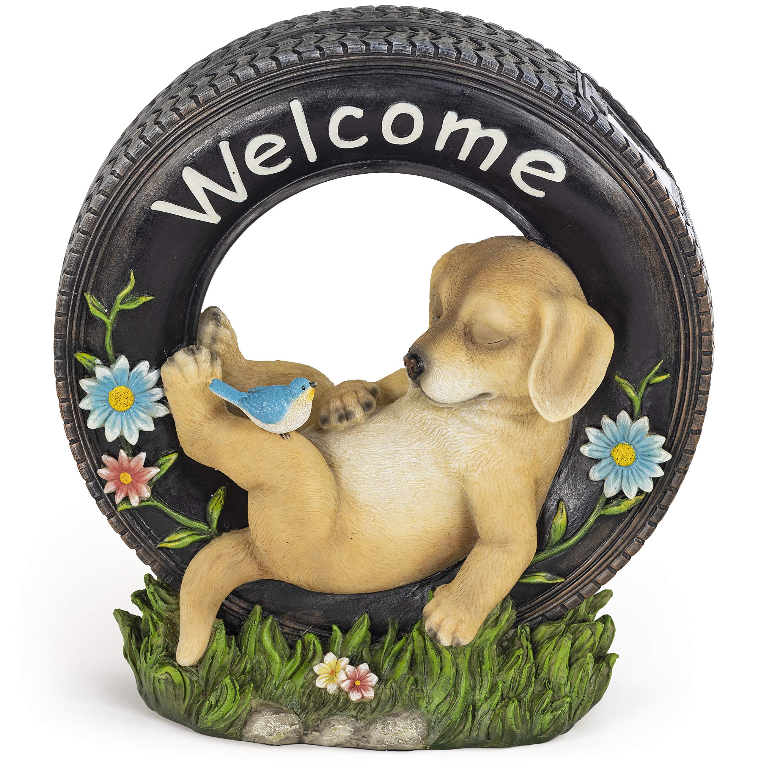 VP Home Chillaxing Welcome Puppy Dog Solar Powered LED Outdoor Decor Garden Light